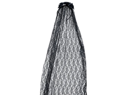 Bentiță cu voal și flori negru - 1 buc.