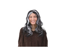 Peruca lungă creț - alb și negru - 1 buc.