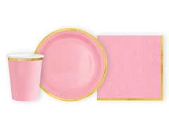 Set de hârtie roz cu margine aurie - 22 buc.