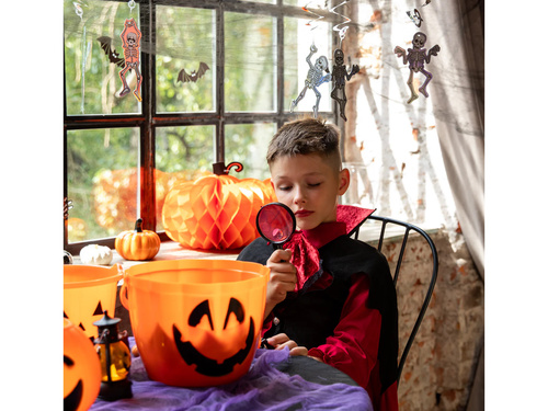 Găleată de dovleac portocalie cu mâner iluminat pentru Halloween - 22,5 x 16 cm - 1 buc.