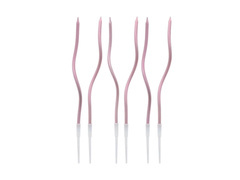 Lumânări aniversare răsucite aur roz - 16,5 cm - 6 buc.