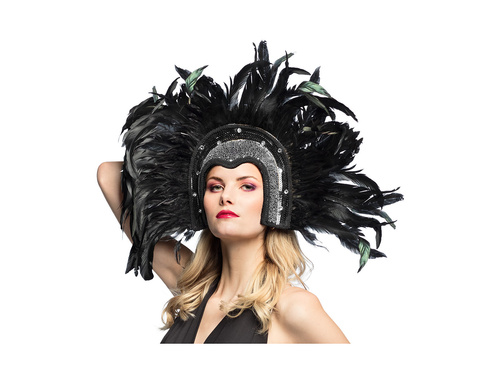 Coafură de showgirl cu pene