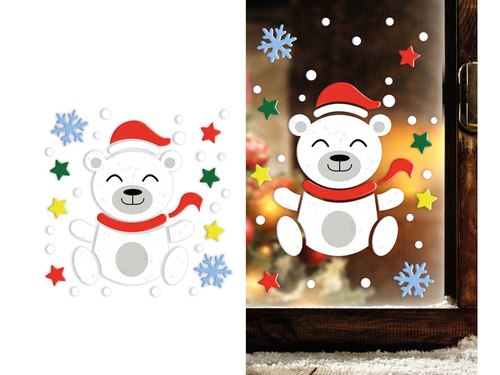 Decorațiuni pentru ferestre cu urs polar pentru Crăciun