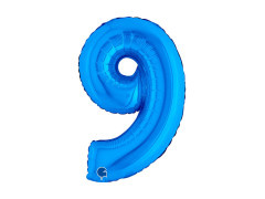 Balon din folie numărul 9 albastru - 14" - 1 buc.