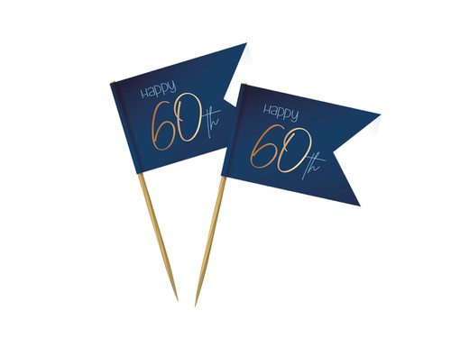 Happy 60th albastru marin muffin pickers - 36 buc.