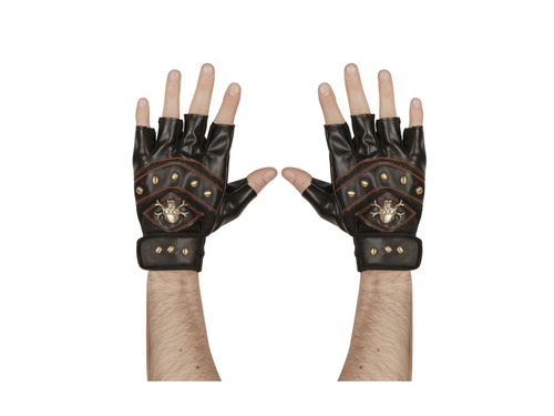 Mănuși din piele fără degete cu craniu și tibie