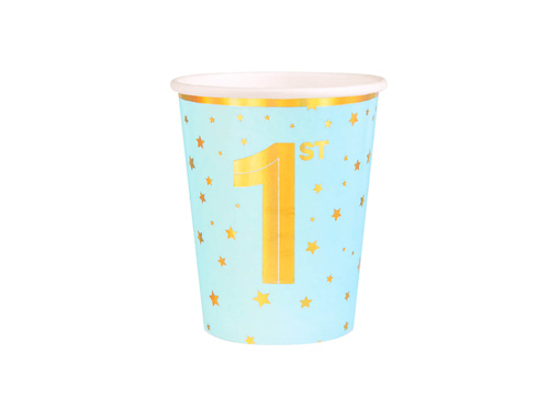 Pahare de hârtie albastre pentru ziua de naștere - 220 ml - 6 buc.