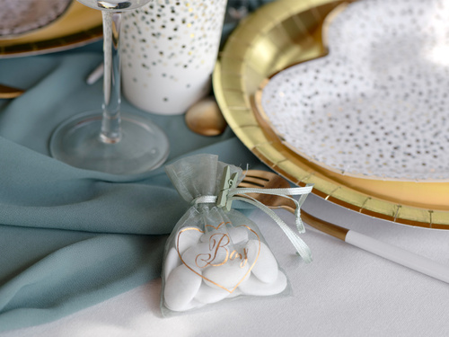 Pungi organza verde băiat - 7,5 x 10 cm - 6 buc.