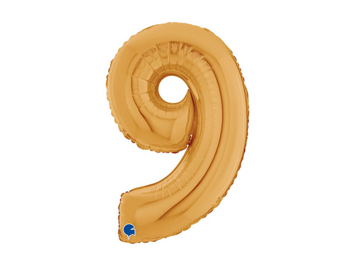 Balon din folie numărul 9 auriu - 26" - 1 buc.