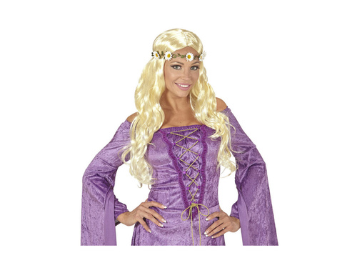 Peruca hippie blondă cu bentiță de margarete