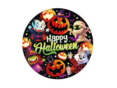 Farfurii cu mici monștri de Halloween - 23 cm - 6 buc.