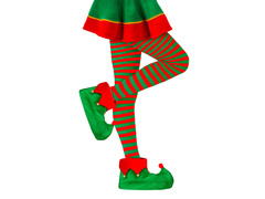 Colanți de elf cu dungi roșii și verzi