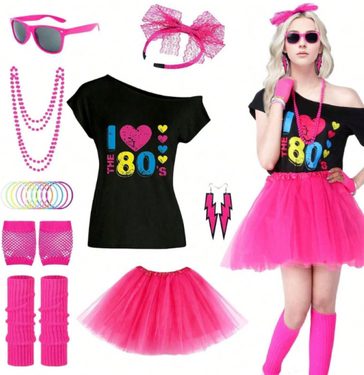 Neon roz 80s Disco set