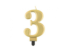 Lumânare cu număr auriu metalic - 3 - trei