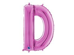 Fucsia litera D balon folie - 66 cm - 1 buc.