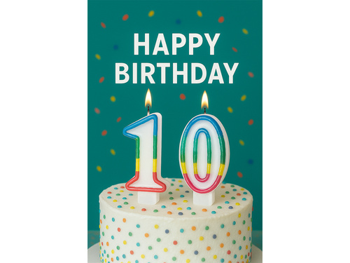 Lumânări numerice cu o margine colorată numărul 10 - 8,5 cm - 2 buc.