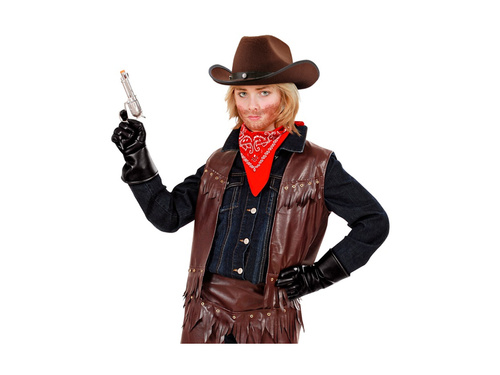 Mănuși negre de caracter din material asemănător pielii - pentru copii