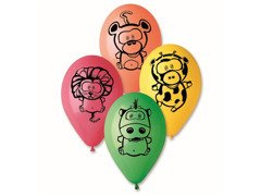 Baloane pastelate mix de culori Animale - 30 cm - 5 buc.