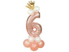 Set de baloane cu numărul șase aur roz - 15 buc.