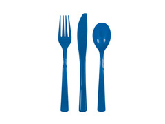 Tacâmuri din plastic albastru marin - 18 buc.