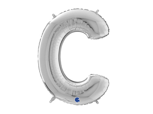 Balon argintiu cu litera C - 66 cm - 1 buc.