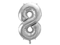 Balon din folie numărul 8 argintiu - 86 cm - 1 buc.