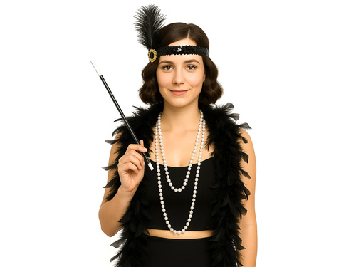 Set retro negru cu Boa