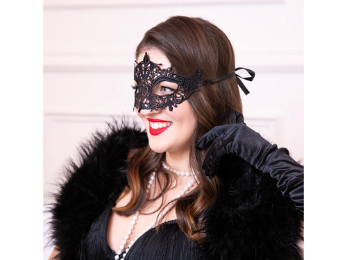 Mască de dantelă de carnaval negru - 1 buc.