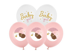 Set baloane latex pentru fetiță cu ursuleț de pluș - 30 cm - 6 buc.