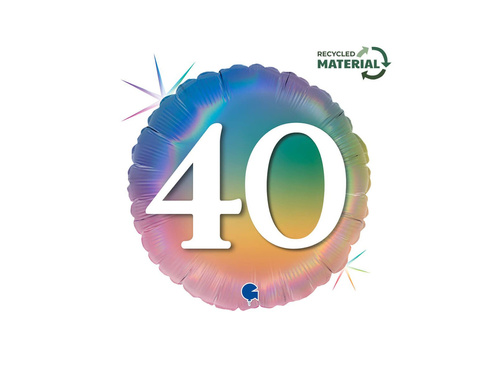 Fericit 40 curcubeu balon rotund din folie - 14" - 1 buc.