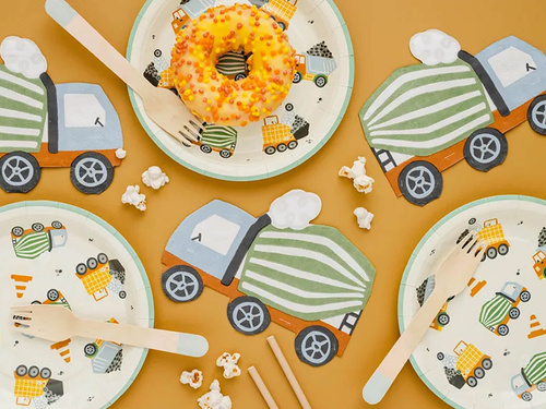 Farfurii aniversare Construcție - 18 cm - 6 buc.