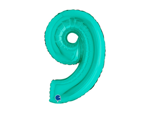 Balon din folie numărul 9 turcoaz - 14" - 1 buc.