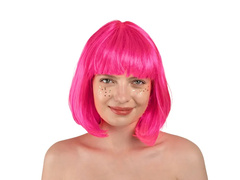 Peruca cu franjuri roz neon - 1 buc.