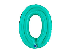 Balon din folie numărul 0 turcoaz - 14" - 1 buc.
