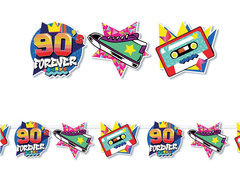 90's Forever ghirlandă de hârtie - 300 cm - 1 buc.