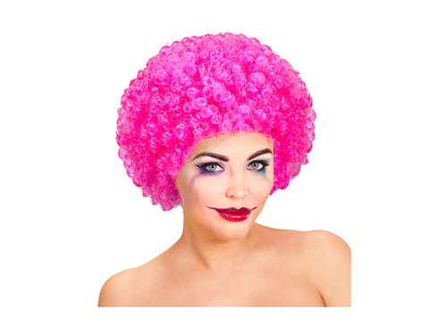 Peruca clovn curly păr afro roz