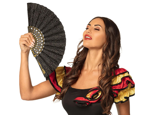 Evantai negru cu decoratiuni aurii - 1 buc.