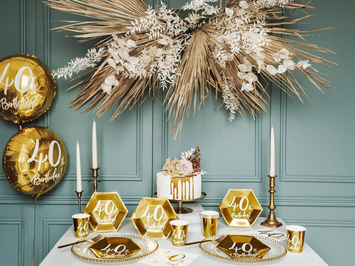 40h Cupe aniversare! aur - 220 ml - 6 buc.