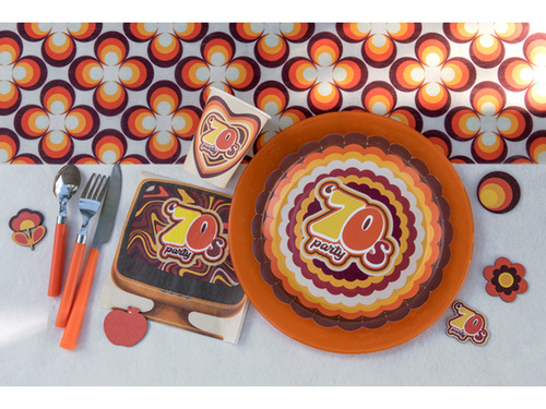 Farfurii de hârtie pentru petrecerea anilor '70 - 23 cm - 10 buc.