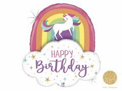 Balon cu folie Curcubeu și Unicorn - 89 cm - 1 buc.