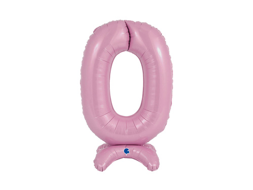 Balon din folie în picioare numărul 0 roz pastel - 64 cm - 1 buc.