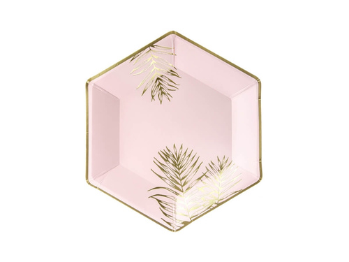 Farfurii cu frunze roz deschis - 23 cm - 6 buc.