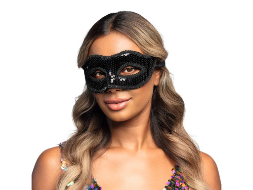 Mască de carnaval neagră cu paiete - 1 buc.