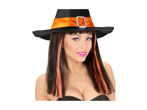 Peruca Patsy neon negru și portocaliu cu reflexii