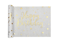 Traseu alb Happy Birthday - 28 cm x 3 m - 1 buc.