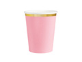 Cești roz cu margine aurie - 220 ml - 6 buc.