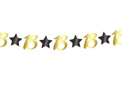 Ghirlanda aurie pentru a 18-a aniversare - 300 cm - 1 buc.