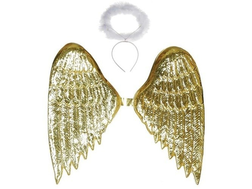 Aripi de înger aurii cu aureolă - 40 x 35 cm - 1 buc.