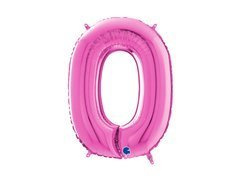 Fucsia numărul 0 balon de folie - 66 cm - 1 buc.