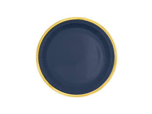 Farfurii albastru marin cu margine aurie - 18 cm - 6 buc.